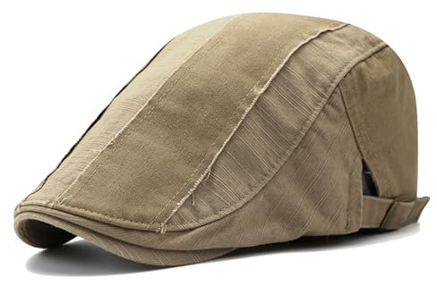 JFAN Berretto Piatto Uomo Cotone Coppola Vintage Regolabile Newsboy Flat cap Berretto Irlandese Baschi Scozzesi da Uomo(Beige,Taglia Unica)