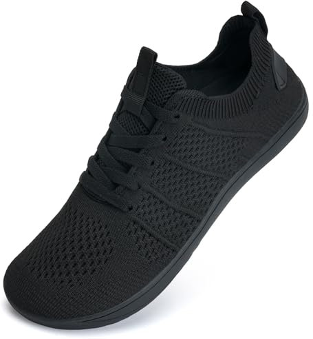 IceUnicorn Breite Barfuss Schuhe Damen Barfußschuhe Leichte Zero-Drop Atmungsaktiv Unisex Herren Minimalistische Outdoor(555Schwarz,38EU