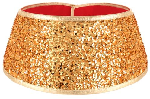 Collare per albero di Natale, gonna per albero di Natale, 23,6 pollici, copertura con paillettes per Natale, decorazione per albero di Natale, casa, feste, oro
