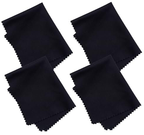 4 Pezzi Panno Pulizia Occhiali Nero,Panni Microfibra Occhiali Panno Occhiali da Vista Riutilizzabile,Panno di Pulizia Lavabili Antistatico per la Pulizia di Fotocamera,Occhiali,Schermi-15 x 18 cm