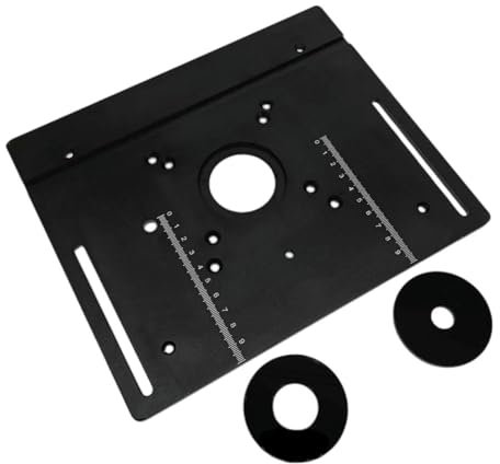 Frästisch-Einlegeplatte, Frästischplatte aus Aluminiumlegierung, Frässchablonen, Mikroplatten-Rückseitenschiebelineal, mit Winkellehre für die Holzbearbeitung (03)