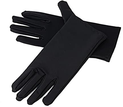 DEARMAMY Spandex Etikettehandschuhe Schwarz Weiß 6 Paar Verdickt