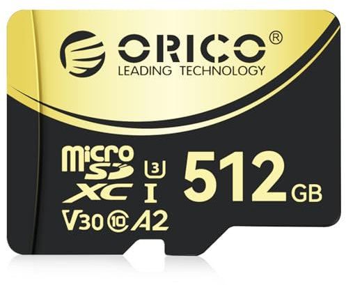 ORICO V3 512GB microSDXC UHS-I Memory Card, 180MB/s Read(Require DDR 220 Reader), 160MB/s, 4K UHD Recoding, U3, Class10, V30, A2, Micro SD for Drone, Game Console TF Card