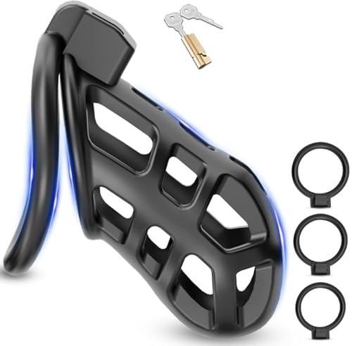 BDSMAGE Peniskäfig Kobra 6.0,Chastity Cage Male Keuschheitskäfig Keuschheitsgürtel für Herren mit 3 Hodenringe,BDSMs Spielzeug hart,BDSM Set Sklaven Sexspielzeug für die Männer extrem (FLS - L)