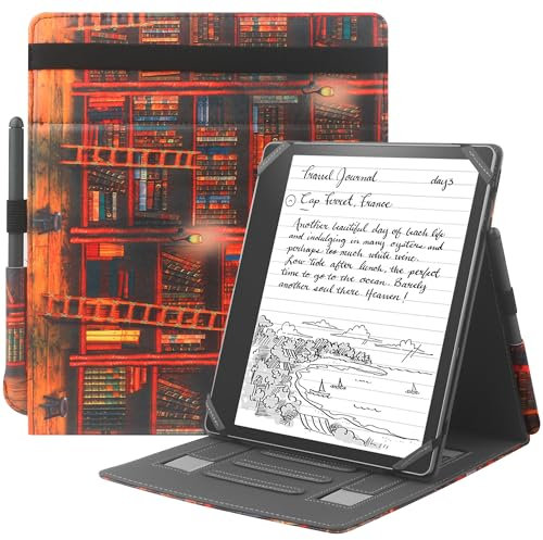 HGWALP Étui Universel pour 10.2 Pouces eReaders,Coque avec Ceinture à Main et Porte - Stylo Compatible avec 10.2 Scribe 2024&2022/ Note air 2 Plus/Note air/Kobo elipsa eReader 2021 10.3-LBY