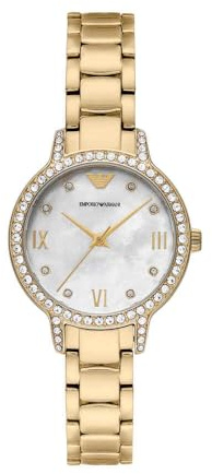 Emporio Armani Watch for Women, 32mm Gold Tone Quartz DREI-Zeiger Uhrwerk und Edelstahlarmband