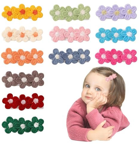 WERIGONI Set di 12 Mollette Capelli Neonata, Mollette per Capelli Antiscivolo Completamente Foderate Adatte a Neonati e Bambini Piccoli
