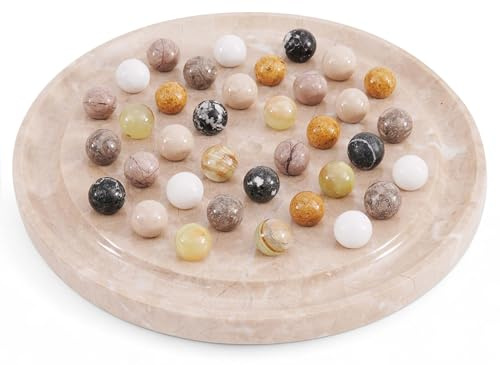 Radicaln Marble Solitaire Game 10 Inch Verona Handmade Peg Solitaire Board Game with Marbles, Classic Marble Puzzle Game Modern Home Decor, Ideal Brain Teaser for Adults