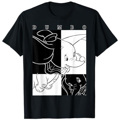Disney Dumbo Schwarz-Weiß-Panelporträt T-Shirt