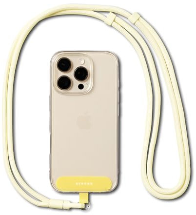 Ringke Holder Link Flow Shoulder Strap [Y-Type] mit TPU Tether Tab in Farbe, Verstellbarer Tangle-Free Seil Crossbody Schulterriemen mit Telefon-Tag für Universelle Handyhüllen usw. - Butter Yellow