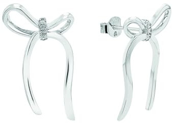 Amor Ohrstecker 925 Sterling Silber Damen Ohrschmuck, mit Zirkonia synth., 2,5 cm, Weiß, Schleife, Kommt in Schmuck Geschenk Box, 2039963
