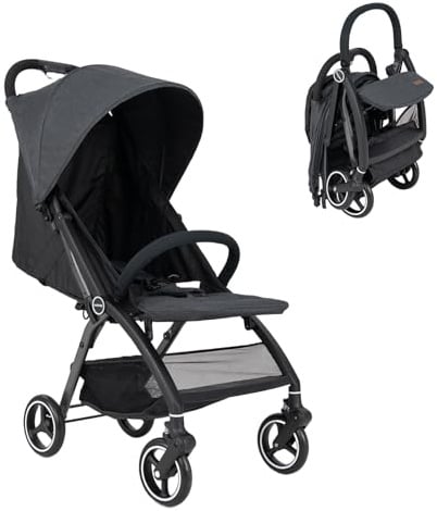 DREAMADE Kinderwagen, Buggy faltbar & tragbar mit verstellbarer Rückenlehne, Reisebuggy mit EVA-Räder, Bremse, Verdeck & 5-Punkt-Sicherheitsgurt, schnelles Zusammenklappen, bis 15 kg (Grau)