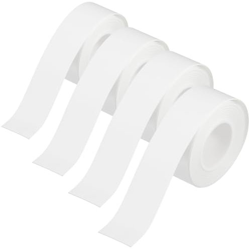 4 Rollen 15mm×4m Thermo Etikettenband, wasserdichte etiketten selbstklebend,Endlos Etikettenband,Geeignet für Haushalt, Büro, Schule, Druck von Barcode, Namen, Datum, Preis,weiß