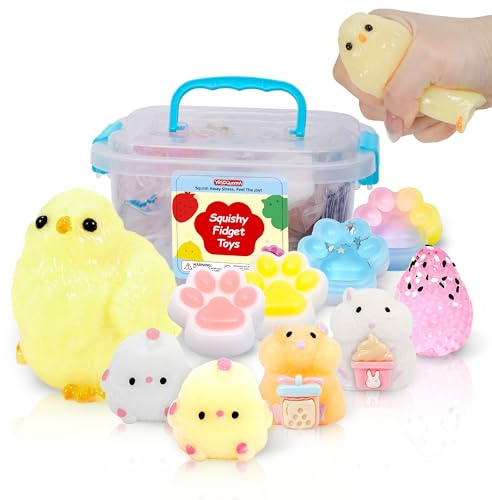 10 Pack Taba Squishy Toys kit with Toy Box & Cute Stickers, Kawaii taba Squishies Stress Relief Toys Party Favors for Kids 4-8 8-12, Squishy Fidget Toys for Kids , Birthday Gifts Toys for Girls 8-10