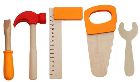 Sosoport Teiliges Holzspielzeug Werkzeugset Für Junge Mädchen Mit Simuliertem Schraubendreher Hammer Zollstock Schraubenschlüssel Und Säge Pädagogisches Reparaturspielzeug Für Nachwuchs-han