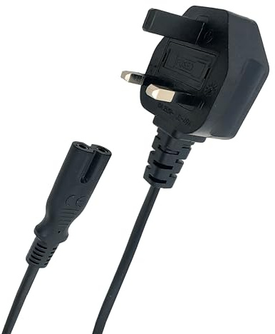 UK 3-Pin Plug to IEC C7 Figure 8 Power Cable, 2 Meter, BS1363 Certified Plug with 10A Fuse, VDE Approved Cable, CE Certified Connector | Compatible with Printers, Game Consoles, Set-Top Boxes & More