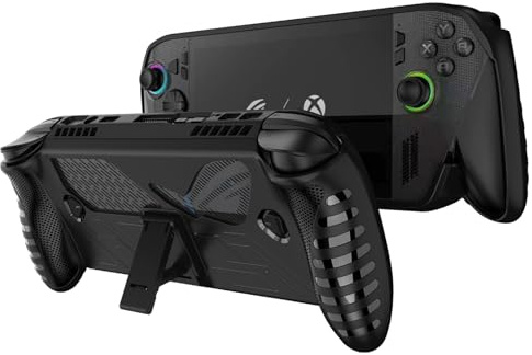 GIOPUEY Hülle Kompatibel mit ASUS ROG Xbox Ally/Ally X 2025 - mit Ständer - PC-Abdeckung & weicher TPU-Rahmen - Airbag Sturzschutz - Black