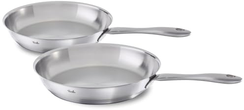 Fissler Catania Pfannen-Set (2-teilig, Ø 24 + 28 cm) – robuste Edelstahl-Pfannen mit Thermic-Boden, gleichmäßige Wärmeverteilung, backofengeeignet, spülmaschinengeeignet, induktionsgeeignet