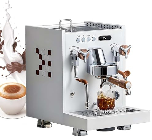 QFGain 50 Cups/H Espresso Machine Steam Boiling Water Machine, 15 Bar 2850W Electric Milk Foam Maker with Rapid Steam Frothing Wand, 1L Boiler, Double-cup Funnel and 58mm Portafilter