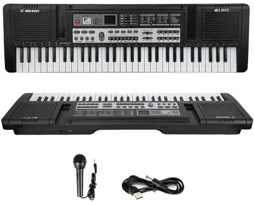 61 Keys Piano Keyboard, Electronic Keyboard Piano with Built-In Speaker Microphone, Portable Keyboard Gift Teaching for Beginners, Digital Music Keyboard Piano, Birthday Gift for Children