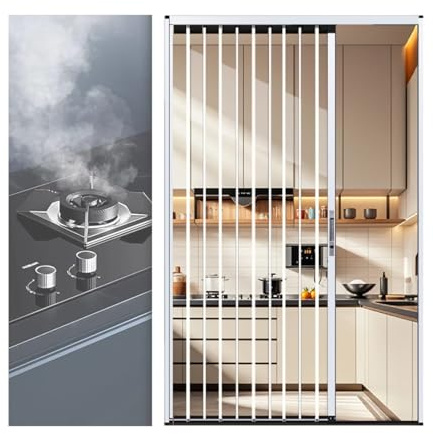 LVLDAWA Puertas Plegables Aluminio Tipo Acordeón, Puerta Corredera Plegable Cristal Acrílico Totalmente Transparente, Puertas Divisorias Interiores Invisibles Cerradura(50X150CM)