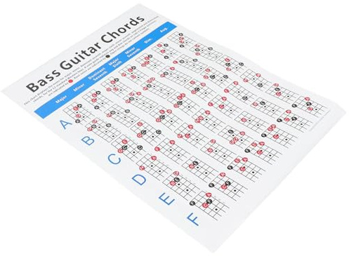 TEMPNAP 1 Stück E bass Akkordposter Großformat Beschichtetes Papier Langlebiges Übungsdiagramm Lernhilfe für Anfänger und Gitarristen