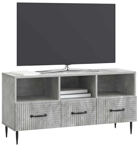 vidaXL TV-Schränk Betongrau 102 x 34,5 x 50 cm Holzwerkstoff, Wohnzimmer, Vintage Stil, rechteckige Medienkonsole, viel Stauraum für Moderne Heimorganisation