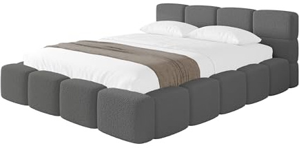 ALTDECOR Polsterbett mit Bettkasten und Lattenrost, Bett mit Kopfteil, Boxbett ohne Matratze, Doppelbett mit Stauraum - NATA-v1 180x200 Grau