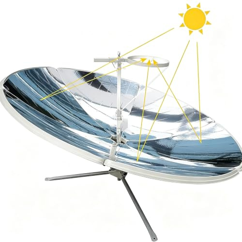 VILA SMO Four Solaire Portable en Métal De 1800 W, 150 Cm De Diamètre, Cuisson sans Fumée À Chauffe Rapide, Cuisson Au Four, Grillades Et Friture, Idéal pour Le Camping Ou La Randonnée.