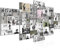 Runa Art Wandbilder Collage Banksy 5 Teilig Bild auf Vlies Leinwand Deko Loft Wohnzimmer Street Art Grau 302752b