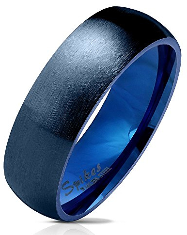 Bungsa 52 (16.6) blauer RING für Damen & Herren - Blau - Damenring aus EDELSTAHL matt - edler Edelstahlring geeignet als Verlobungsringe, Freundschaftsringe & Partnerringe