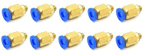 Pxyelec Pneumatische Steckverbinder, 4 mm auf M5, männlich, gerade, Schnellmontage, One-Touch-Ftting PC4-M5 (10 Stück)