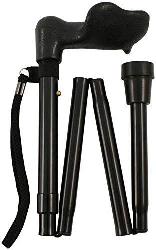 Anatomical Black Right Handed Shorter Folding Walking Stick