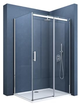 doporro Cabine de Douche Transparent 70x100cm Porte Coulissante Paroi de Douche Rectangulaire en Angle Hauteur 195cm Montage Réversible Ravenna18K