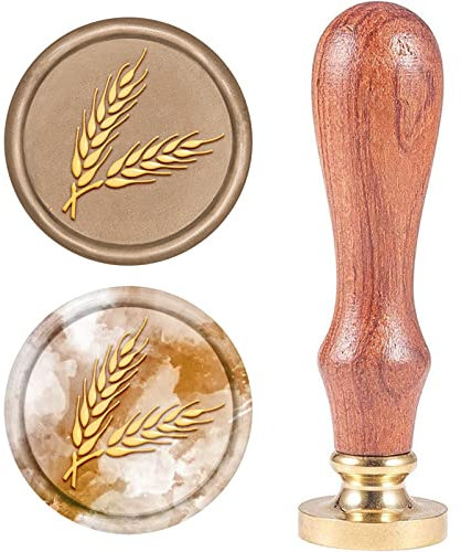 craspire Wachssiegelstempel, Wachssiegelstempel Weizenähre Jahrgang Wachs-Siegel-Stempel Retro Holzstempel Abnehmbar Messingdichtung Holzgriff Für Hochzeitseinladungen Verschönerung