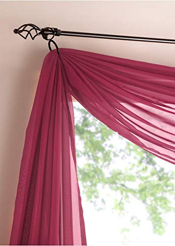 Yaland Voile Transparenter Freihandbogen einfarbig Uni Querbehang Wohnzimmer Gardinenschals (BxH 140x300, rosa) 1 Stück