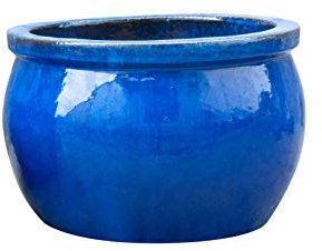 Teramico Pflanzgefäß Blumentopf Übertopf Steinzeug Royal Blau glasiert -Absolut Frostfest- Schwere und robuste Qualität