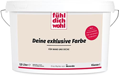 derendo Fühl Dich Wohl Deine Farbe beige, matte Wandfarbe beige, hohe Deckkraft, verschiedene Beigetöne zur Auswahl (2,5L, Perlbeige)