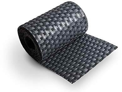 Dynamic24 Polyrattan Sichtschutz Streifen 2,55m Doppelstabmatten Zaun Rolle Zaunblende (Anthrazit)