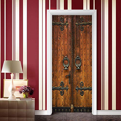 TIWZHHQ Türtapete selbstklebend 90x200cm Vintage Holztür Vliesleinwand Fototapete Türpanel Türposter mit kleister Türaufkleber 3D Türsticker Tür Dekoration Bild Design für Toilette küche glastür