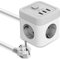 JSVER Steckdosenleiste Würfel USB,Mehrfachsteckdose 3 Fach(3680A 16A) Powercube mit 3 USB Ladegerät (15,5W) Schreibtisch mit Schalter für Büro, zu Hause oder auf Reisen 1,5m Kabel