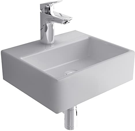 Alpenberger Lavabo de cerámica sanitaria con orificio para grifo de 33 cm I solución para baños pequeños/invitados WC