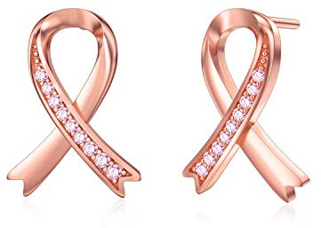 PEIMKO Brustkrebs Bewusstsein Rosa Band Ohrringe, 925 Sterling Silber Brustkrebs Überlebende Geschenke für Frauen Chemo Post Operation