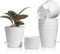 T4U 14cm Kunststoff Blumentopf mit Bewässerungssystem, 6er-Set Selbstbewässerung Übertopf mit Untersetzer, Rund Pflanzkübel für Innen und Balkon Garten Pflanzen Sukkulenten Kaktus, Weiß