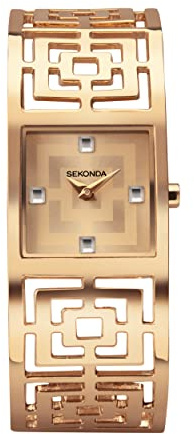 Sekonda Klassische analoge Damen-Armbanduhr mit griechischem Muster, Legierung