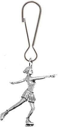 CreatedByJake PPSP17 Eiskunstläufer-Figur aus feinem englischen Zinn auf einem Reißverschlussschieber für Mäntel, Taschen etc