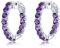 LP LOHASPIE Creolen für Frauen Fassung 24 Körner Natürlicher Edelstein Massives 925er Sterlingsilber Geburtsstein Ohrring Rhodiniert Eleganter Schmuck Geschenke zum Geburtstag (Natürlicher Amethyst)