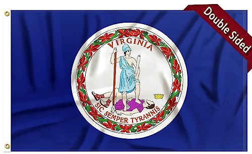 FLAGWIN Virginia-Flagge, 90 x 152 cm, 3-lagig, doppelseitige Polyester-Flagge mit Messingösen, lebendige Farben und lichtbeständig, State of Virginia-Flagge, 7,6 x 12,7 cm, für den Außenbereich