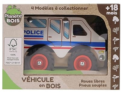 PLANETE BOIS - Véhicule Utilitaire - FSC - 052470-1 pièce - Modèle Aléatoire - Bois - Jeu pour Enfant - Voiture - Jouet Durable - 12 cm x 8 cm - À Partir de 18 Mois