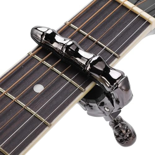 Guitar Capo, Guitar Capo for 6-String Acoustic Guitars, Guitar Capo Skull Capo Zinc Alloy Guitar Capo Skeleton Head Capo for Acoustic/Electric Guitars, Ukulele, Mandolin, Banjo (Black)